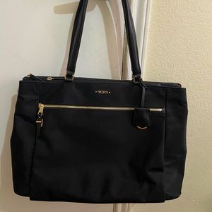 Tumi Black Tote Bag with Gold Accents